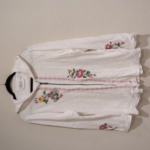 Floriana Embroidered Floral Hoodie Zip Up Jacket Size XLarge